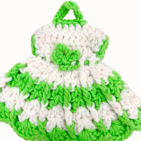 VTG Lot of 2 Handmade Crochet Dress & Pants Kitchen Pot Holders MCM Kitsch - Picture 2 of 4